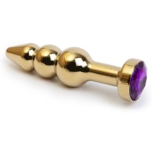 Золотистой анальный страз с фиолетовым кристаллом, металл, 4sexdreaM 47436-5, бренд Сима-Ленд, длина 11.2 см.