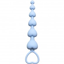 Анальная цепочка с сердечком «Hearts Beads Blue First Time», цвет голубой, Lola Games 4101-02Lola, длина 18 см., со скидкой
