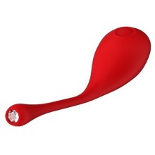 Красный вагинальный шарик «Red Revolution Metis» на шнурке с кристаллом, силикон, Dream Toys 21661, длина 19 см.