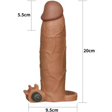 Вибро-насадка на пенис «Pleasure X-Tender Series», LoveToy LV1066 - Brown, цвет Мулат, длина 20 см.