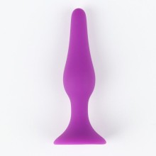 Фиолетовая коническая силиконовая анальная пробка Soft-touch, общая длина 10,5 см., Оки-чпоки 7577484, бренд Сима-Ленд, длина 10.5 см.