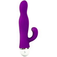 Фиолетовый вибромассажер со стимулятором клитора «Ribbed Duo Vibe», 16 см., Dream Toys 21470, длина 16 см.