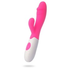 Розовый вибратор-кролик «WOW» с 30 режимами вибрации, общая длина 19.5 см., Оки-Чпоки 7461479, бренд Сима-Ленд, длина 19.5 см.