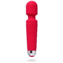 Жезловый вибромассажер с рифленой ручкой, цвет красный, Сима-Ленд 7618975, длина 20.4 см.