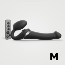 Гибкий вибро-страпон «Multi Orgasm Bendable Strap-on» с имитацией оральных ласк, size M, Strap-on-me 6017357, цвет Черный, длина 15.2 см.