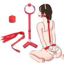Эротический БДСМ-набор «Плохая девочка» из 3 предметов, красный, Оки-Чпоки 10229158, со скидкой