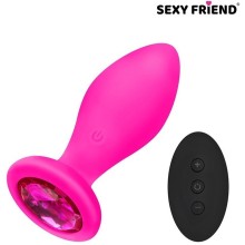 Втулка с вибрацией «Love play» с пультом ДУ и розовым кристаллом, цвет розовый, sf-70390-14, бренд Sexy Friend, из материала Силикон, длина 8.5 см.