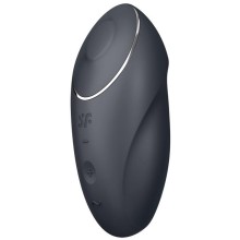 Вибрмассажер «Tap & Climax 1 Grey» с функцией жидкий воздух, цвет темно-серый, Satisfyer 4046013, из материала Силикон, длина 11 см.