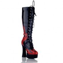 Черные сапоги с красными языками пламени, размер 38, бренд Electric Shoes, из материала ПВХ, 38 размер