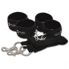 Две черные пары наручников с креплением под матрас, Lux Fetish, из материала Полиэстер, цвет Черный