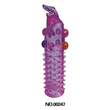Насадка на фаллос с закрытой головкой, шипами и бусинками, цвет розовый, 00247-2, бренд SexToy, из материала Гель, длина 10 см.