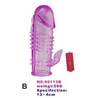 Насадка на член с вибрацией и коготком для стимуляции клитора или ануса, цвет фиолетовый, 00113B-3, бренд SexToy, из материала TPE, длина 12.5 см.