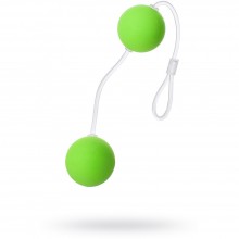 Бархатистые вагинальные шарики со смещенным центром, диаметр 3 см, цвет зеленый, Sexus Funny Five 935001, длина 11 см.