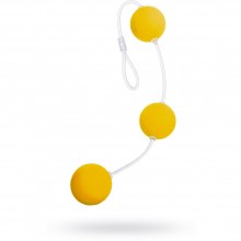 Анальные шарики, диаметр 2.5 см, цвет желтый, «Sexus Funny Five» 935002, из материала Пластик АБС, длина 19.5 см.