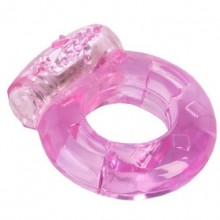 Упругое эрекционное колечко с вибростимуляцией «Vibrating Ring», розовое, ToyFa 818034-3, из материала ПВХ, диаметр 2 см.