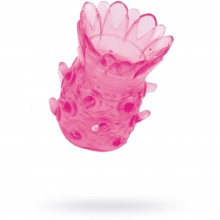 Розовая рельефная насадка на пенис ToyFa 888001, из материала ПВХ, цвет Розовый, длина 5 см.