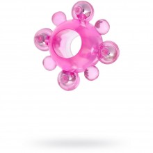 Эрекционное кольцо c бусинками от ToyFa, цвет розовый, 888004, из материала ПВХ, длина 3.3 см.