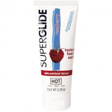 Hot «SuperGlide Taste it Raspberry» съедобная смазка для орального секса со вкусом малины 75 мл, 44118, из материала Водная основа, 75 мл.