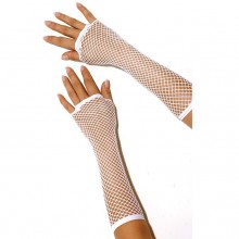 Длинные белые перчатки в сетку, размер OS, Electric Linergie 1041-WHT, бренд Electric Lingerie, из материала Нейлон, цвет Белый, One Size (Р 42-48)
