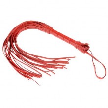 Плеть-флоггер гладкий из кожи с жесткой рукоятью общей длиной 40 см, цвет красный, СК-Визит 3011-2, длина 40 см.