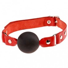Кляп-шар из латекса с кожаным красным ремешком, СК-Визит 3091-2, цвет Красный, диаметр 4 см.