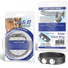 BlueLine «Snap Cock Ring» кольцо на пенис из искусственной кожи на заклепках, BLM1713, из материала Искусственная кожа, коллекция C&B Gear, диаметр 5.5 см.