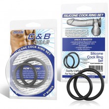BlueLine «Silicone Cock Ring Set» набор из двух черных силиконовых колец разного диаметра, BLM4005, диаметр 4 см.