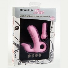 Вибратор с клитор.стимуляцией 5 режимов розовый 11 см силикон, бренд MyWorld - DIVA, длина 11 см.