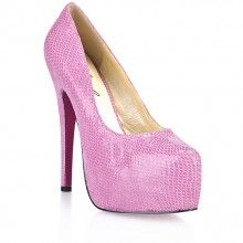 Розовые туфли под питона Glamour Snake 40р, из материала ПВХ, 40 размер