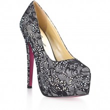 Гипюровые туфли с кристаллами Dark Silver 40р, бренд Hustler Lingerie, цвет Серый, 40 размер