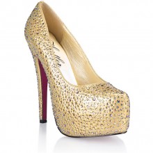 Золотистые туфли с кристаллами Golden Diamond 40р, бренд Hustler Lingerie, цвет Золотой, 40 размер