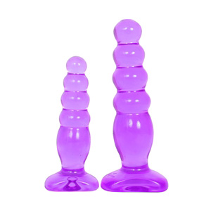 Анальные пробки Crystal Jellies фиолетовые, 2 шт., бренд Doc Johnson, из материала ПВХ, цвет Фиолетовый, длина 14.5 см.