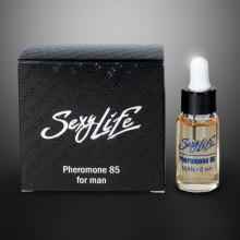 85-процентный концентрат феромонов для мужчин «Sexy life Pheromone 85% for Man», объем 5 мл, бренд Парфюм Престиж, цвет Черный, 5 мл.