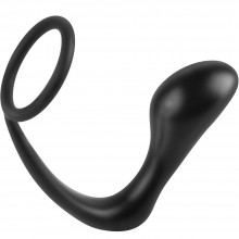 Эрекционное кольцо с анальным плагом «Ass-gasm Cockring Plug» от компании PipeDream, цвет черный, 4623-23 PD, из материала Силикон, длина 10 см.