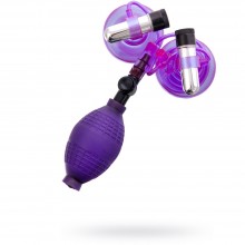 Вакуумные стимуляторы на соски с вибрацией «Hi-Beam», Gopaldas 2K429CLV, из материала ПВХ, цвет Фиолетовый, длина 5.6 см.