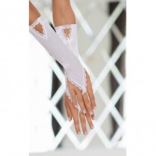 Полупрозрачные атласные перчатки от Soft Line, цвет белый, размер OS, 771020, бренд SoftLine, из материала Полиэстер, One Size (Р 42-48)