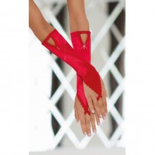 Полупрозрачные атласные перчатки от Soft Line, цвет красный, размер OS, 771030, бренд SoftLine, из материала Полиэстер, One Size (Р 42-48)