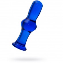 Анальная втулка синего цвета уникальной формы, рабочая длина 12.5 см, максимальный диаметр 4.5 см, Sexus Glass 912181, из материала Стекло, длина 13.5 см.