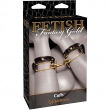Pipedream Fetish Fantasy «Gold Cuffs» наручники из перфорированной кожи скрепляемые карабином, из материала Искусственная кожа, коллекция Fetish Fantasy Gold, длина 30 см.