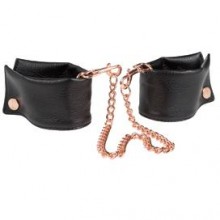 Черные мягкие наручники с цепью «Entice French Cuffs», искусственная кожа, California Exotic Novelties SE-2720-50-3, цвет Черный, длина 21.5 см.