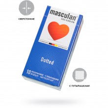 Masculan «Classic Dotty Type 2» презервативы с пупырышками 10 шт., цвет Синий, длина 19 см.