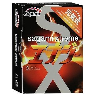 Sagami «Energy» презервативы ультратонкие со вкусом энергетического напитка 3 шт., из материала Латекс, длина 19 см.