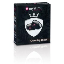 Mystim «Charming Chuck» электростимулятор кольца для мошонки и члена, из материала Электропроводящая ткань, цвет Черный