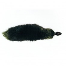 Wild Lust анальная пробка из дерева с зеленым лисьим хвостом черного цвета 3.2 см, из материала Дерево, диаметр 3.2 см.