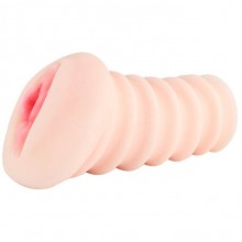 Ручной мастурбатор-вагина «3D» с вибрацией, цвет телесный, Baile BM-009150, из материала TPE, длина 14 см.