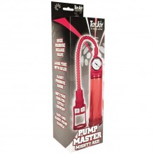 Мужская вакуумная помпа «Pump Master Red» с манометром, Toy Joy 9715TJ, цвет Красный, длина 20 см.
