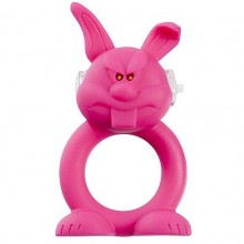 Виброкольцо на член «Rude Rabbit», Shots Media SH-SLI007, из материала Силикон, коллекция S-Line, цвет Розовый, диаметр 2.2 см.
