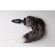 Анальная пробка с хвостом «Silver Fox» M-47009, бренд Luxurious Tail, цвет Черный, длина 11 см.