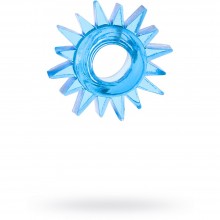 Гелевое эрекционное кольцо, цвет синий, ToyFa 818004-6, из материала ПВХ, длина 2 см.