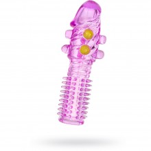 Гелевая насадка для члена с шариками, цвет фиолетовый, бренд ToyFa, из материала ПВХ, длина 14 см.